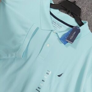 Nautica Polo Shirt Mens 4XLT Angel Blue Performance Deck Classic Fit Big & Tall